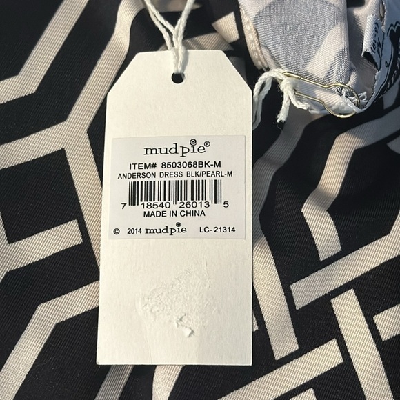 NWT Women’s Mud Pie Anderson Black/Pearl Lattice Dress Size Medium 8-10 - Picture 7 of 11